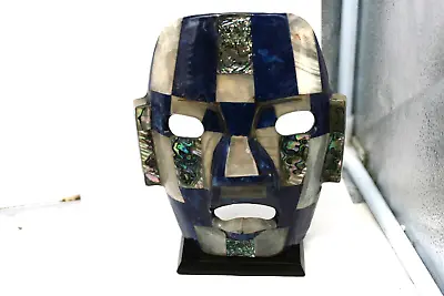 Lapis Abalone Aztec Mayan Mexican Mosaic Face Mask On Stand • $49.99