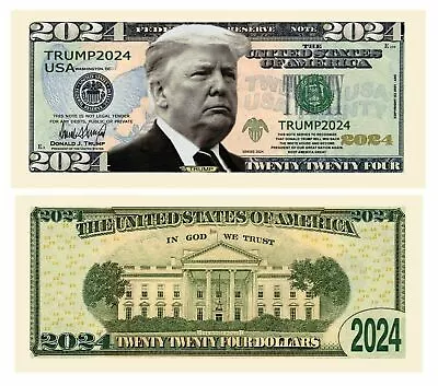 New Re-Elect Trump 2024 Dollar Bill Play Funny Money Novelty Note + FREE SLEEVE • $1.78