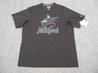 Miami Marlins Shirt Mens Adult 2XL XXL Black Logo Casual NFL Football New Era • $18.85