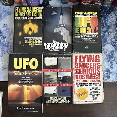 UFO Flying Saucer Aliens Vintage Paperback Book Lot UFOlogy Ancient Mysteries • $28.45
