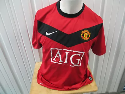 Vintage Nike Manchester United Fc Sewn Large Home Redjersey 2009/10 Kit English • $39.99