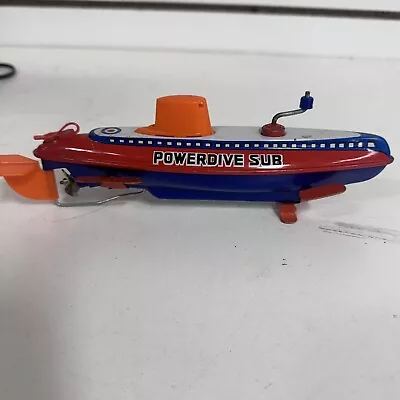 Vintage Japanese MARUSAN Tin Toy POWERDIVE SUBMARINE  Friction BHN • $28.50