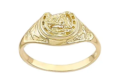 9ct Yellow Gold Horsehead And Horseshoe Ring Weight 3.5g By Citerna • £224.95