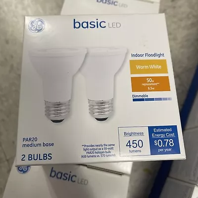 GE Basic 6.5W/50 W EQ LED Par20 Warm White Dimmable Flood Light Bulbs (2-Pack) • $12.60