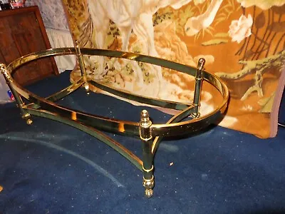 VINTAGE COFFEE TABLE BRASS & CHROME TONE METAL 46 X 23 X 15 In MISSING GLASS TOP • $49.99