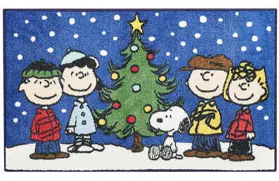 Peanuts Christmas Accent Rug Snoopy And Gang Around The Tree 18  X 30  Non-Skid • $26.50