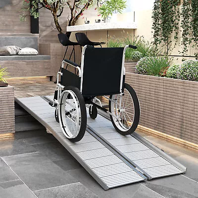 8' Folding Wheelchair Ramp Aluminum Portable Medical Mobility Threshold • $265.99