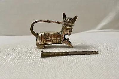 $9.99 • Buy Vintage Brass Tricky Lock Pet House Cat Egyptian Spinx Feline 