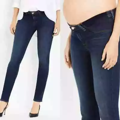 J Brand Mama J Skinny Maternity Jeans Stretch Denim Fleeting Wash Dark Blue 27 • $59.99