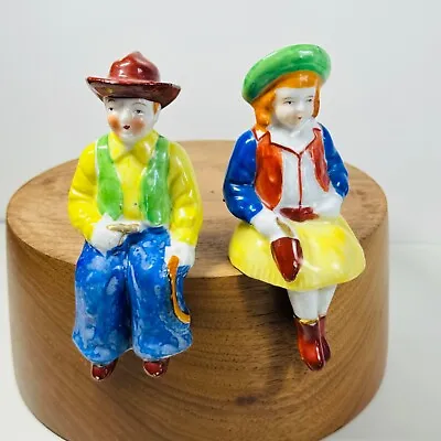 Vintage Occupied Japan Cowgirl Cowboy Shelf Sitter Porcelain Figurines • $24.95