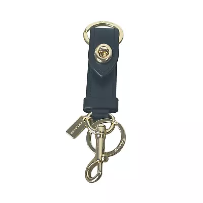 Coach Leather Trigger Snap Bag Charm Valet Key Ring Fob In Gold Hardware Black • £48.26