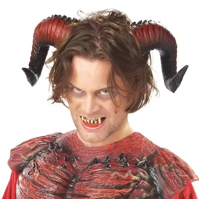 Demon Horns With Teeth Satan Costume Devil Scary Horror Accessory Ram Adult Kids • $19.87