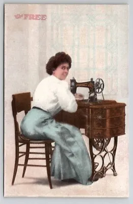 Woman & Free Brand Sewing Machine Franks Riegle Middleburg PA Adv Postcard X29 • $14.95