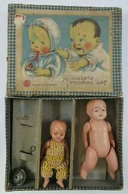 Vintage MY DOLLY'S NURSING SET Celluloid Doll JAPAN Metal Rattle Miniature Lot • $39.99