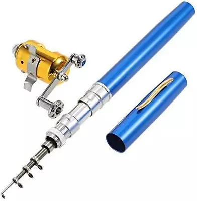 Jatzde Mini Portable Pocket Fish Rod Pen Aluminum Alloy Fishing Rod Pole Reel C • $19.07