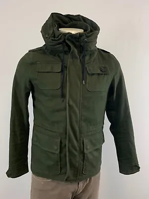 AT-20 CARGO JACKET SMALL 36 SLIM OLIVE GREEN Zipped Collar Front Button Up • $20.51