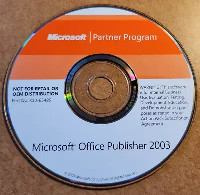 Microsoft Office Publisher 2003 With Product Key CD 2004 X10-65495 • $15