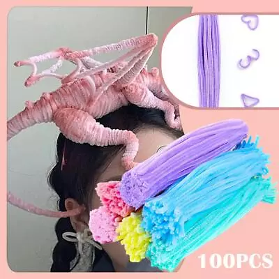 100 Assorted Chenille Craft Stems Pipe Cleaners Sticks Puzzle 30cm Children D9B9 • £4.33