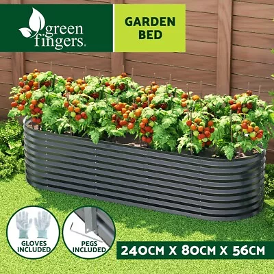 Greenfingers Garden Bed 240X80X56cm Oval Planter Box Raised Container Galvanised • $113.95