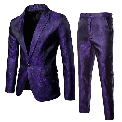 Business Men’s Suit Slim 2/ 3-Piece Suit Blazer Wedding Party Jacket Vest Pant A • $58.49