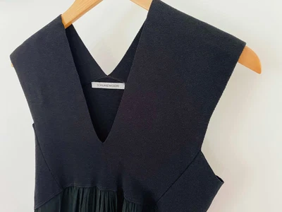 $80 • Buy Scanlan & Theodore Crepe Knit Bodice Dress BLACK Size 10-12 Small Medium