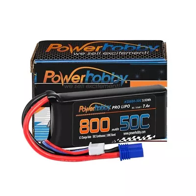 Powerhobby 2s 7.4v 800mah 50c Lipo Battery W Ec2 Plug Losi Mini-B / Mini-T 2.0 • $16.99