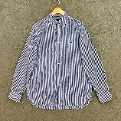 Ralph Lauren Shirt Mens 15.5 / Large Cotton Stretch Blue Striped Button 19703 • $34.95