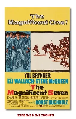 THE MAGNIFICENT SEVEN STEVE McQUEEN OLD 1960 MOVIE AD FRIDGE MAGNET 3.5 X 5.5 • $6.95