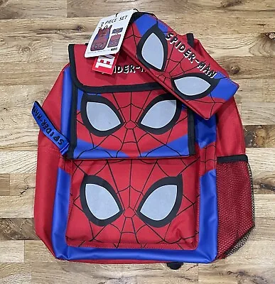 Spider Man - 3 Pieces Set Backpack Lunch Bag And Pencil Case • £15.99