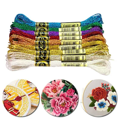 12 Strands Cross Stitch Thread Metallic Thread Handmade Silk Embroidery Thread • £3.34