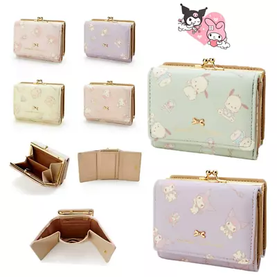 Hello Kitty Wallet PU Leather Ladies 2 Fold Wallet Kuromi Cinnamoroll Coin Purse • $28.99