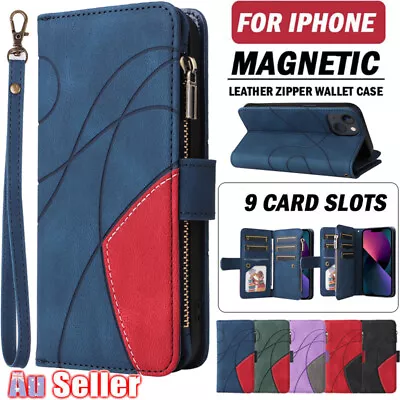 For IPhone 15 14 13 12 11 Pro Max 8/7 Plus Zipper Case Wallet Leather Flip Cover • $7.59