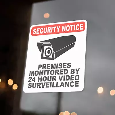 Premises Monitored By 24 Hour Video Surveillance Security Sticker Decal Sign • $2.99