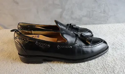 Cheaney Shoes Mens 11 D  Royal  Made In ENGLAND Black Tassel Loafers Dress • $99.99