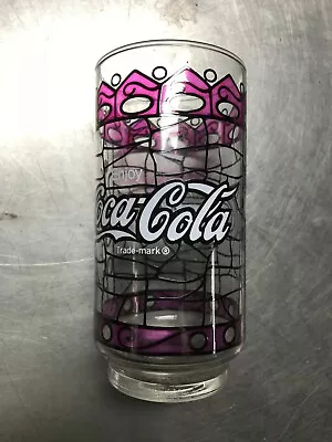 VINTAGE TIFFANY STYLE STAINED GLASS COCA-COLA DRINKING GLASS  5.5  Tall 2.75 Dia • $7.99