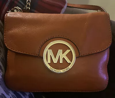 Michael Kors Fulton Crossbody Shoulder Bag Purse Clutch Pebble Leather Orange • $29.99