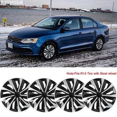$79.74 • Buy For VW Jetta 2005-2017 Set Of 4 15  Hubcaps Wheel Rim Cover Fits R15 Steel Wheel