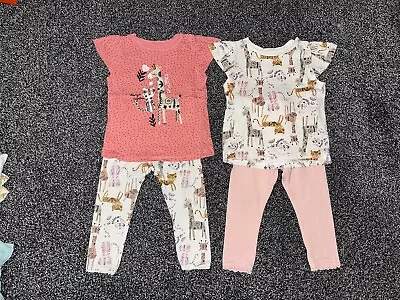 Baby Girls Mothercare Jungle Animals Short Sleeved Tops & Leggings Outfits 12-18 • £4.50