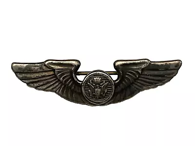 Vintage Sterling Silver WWII USAF Military Aircrew Wings Eagle Pin • $31.49