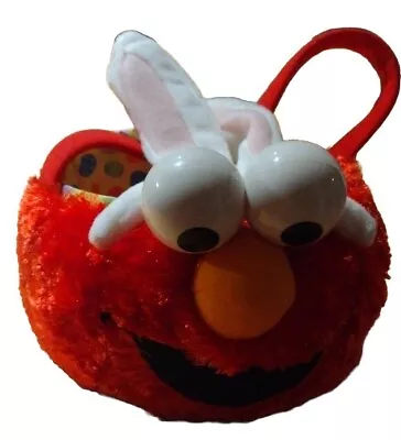 ‘08 NOS Elmo Plush Easter Basket Bunny Ears Sesame Street Blue Inside • $14.99