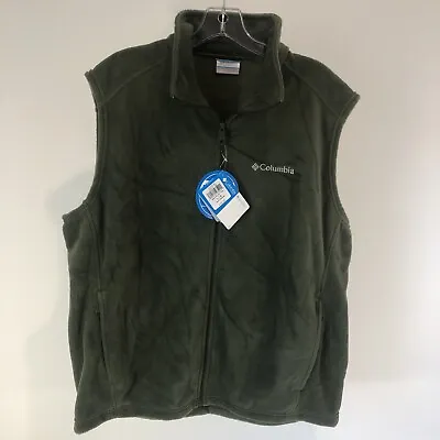 Columbia Mens Steens Mountain Zip Up Fleece Vest Color Forest Green Size L NWT • $34.99
