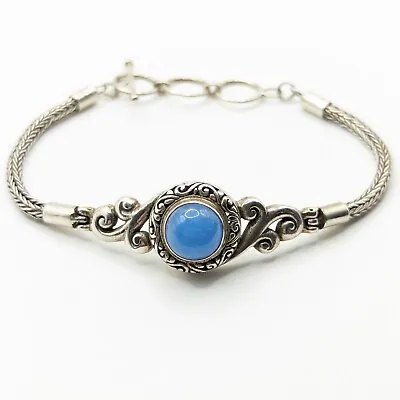 Bali Sterling Bracelet Scroll Filigree Wheat Chain Toggle 7 & 8 In • $48