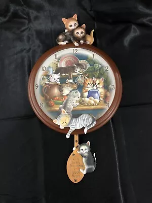 The Bradford Exchange Kitchen Capers Collectible Cat/Kitten Clock • $80