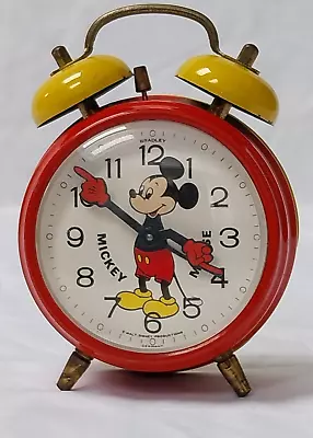 Vintage MICKEY MOUSE Alarm Clock Walt Disney Production Bradley Made In Germany • £20