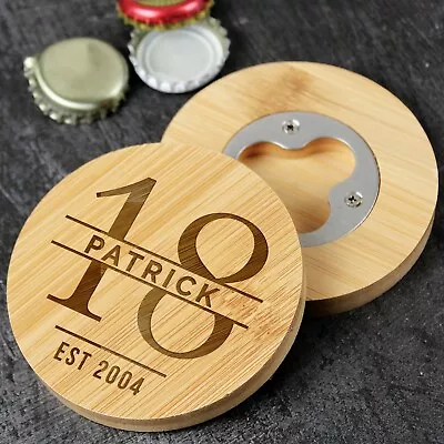  Personalised Bottle Opener Coaster 18th 21st 30th Birthday Pint Glass Gift • £12.89