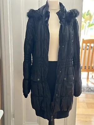 HOOCH Long Winter Parka Coat With Hood Size 8 • £9