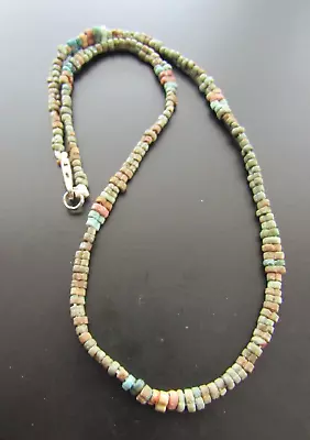 NILE  Ancient Egyptian Faience Amulet Mummy Bead Necklace Ca 600 BC • $45