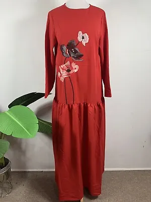 Misook  Placed Floral Drop Waist Twill Maxi Dress Size S $280 • $159.99