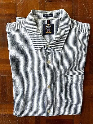 Mens Blue And White Stripe Short Sleeve Summer Shirt By Rhino. XL.  • £4.99