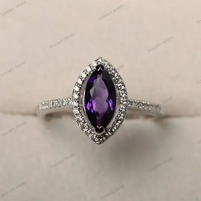 $821.12 • Buy Amethyst Ring 14k White Gold Vintage Style Wedding & Engagement Cocktail Ring
